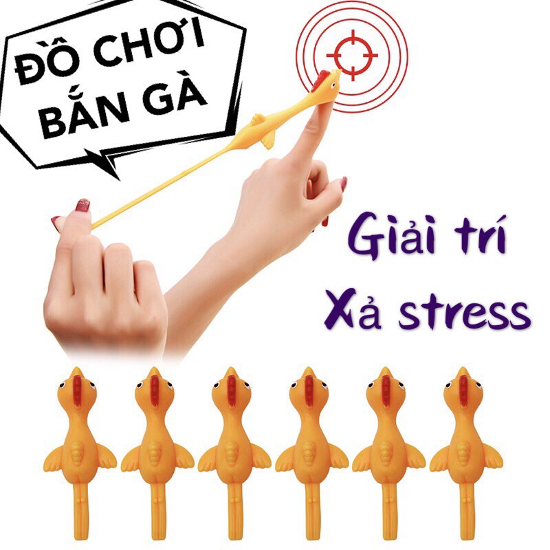 Combo 10 Đồ Chơi Bắn Gà Cao Su Silicon, Gà Dính Tường Chất Liệu An Toàn