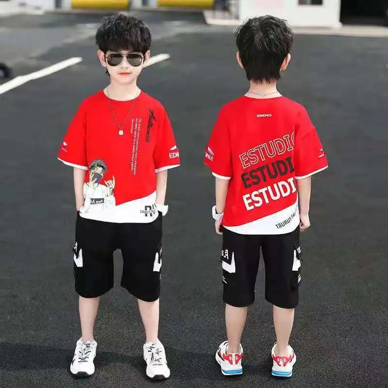 Set Đồ Mùa Hè 2 Món Gồm Áo Tay Ngắn + Quần Ống Rộng Dành Cho Bé Từ 3-4 - 5-6 - 7-8 - 9-10 - 11-12 - 13-14 - 1 Áo Thun Kích Thước 110-160cm