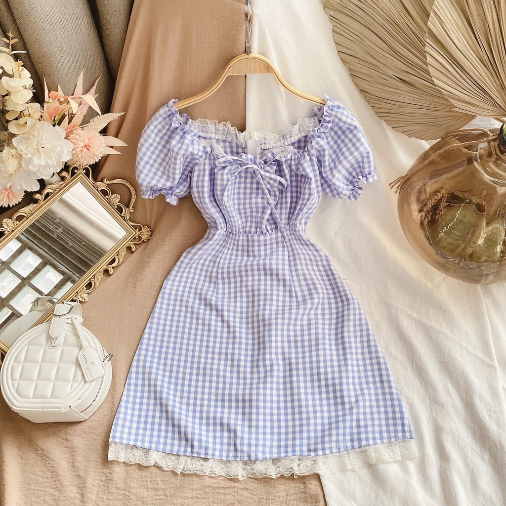 ĐẦM CARO NHÍU VIỀN REN NGỰC | BigBuy360 - bigbuy360.vn