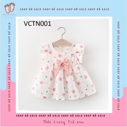 Váy nơ họa tiết thỏ đáng yêu cho bé gái phong cách babydoll - Váy cho bé gái mùa hè 2021 phong cách DỄ THƯƠNG