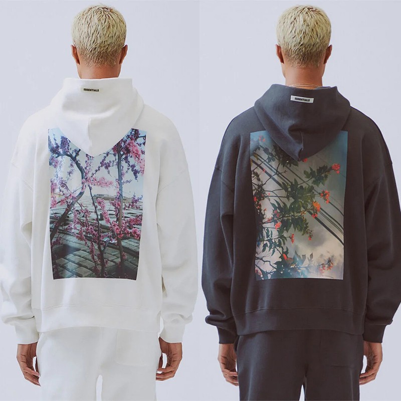 19fw Seventh FEAR OF GOD FOG ESSENTIALS Wide Fit Floral Print Hoodie