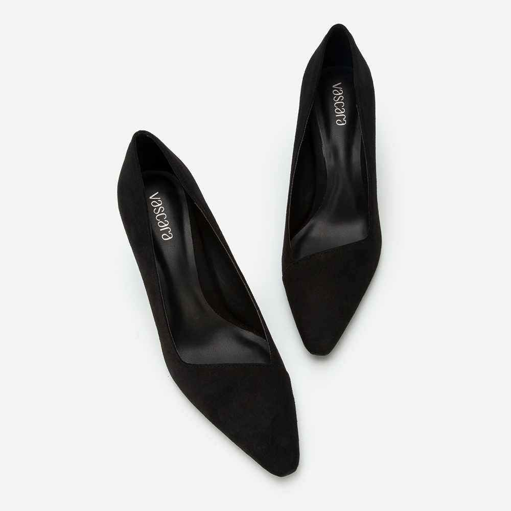 Vascara Giày Cao Gót Nubuck Phối Viền Chỉ Nổi - BMN 0508 - Màu Đen