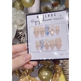 Móng up nailbox xà cừ đính dây xích đá