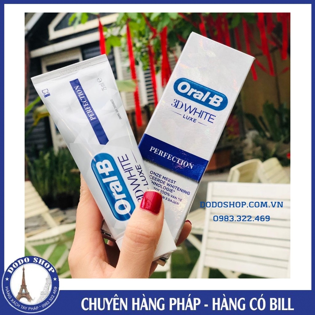 Kem đánh răng Oral B 3D White cho hàm răng trắng sáng chỉ sau 7 ngày. Oralb của pháp