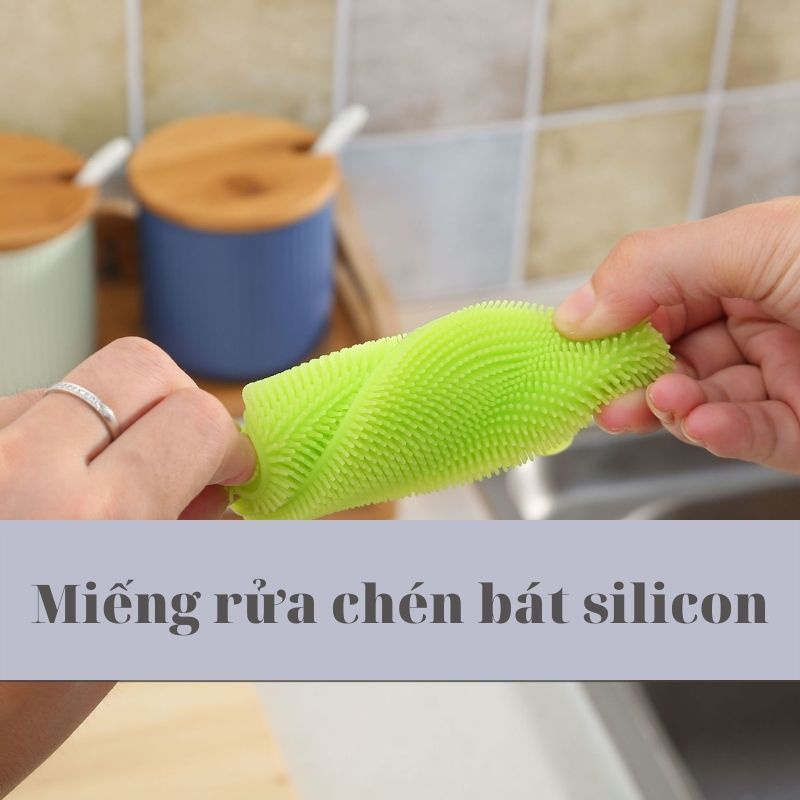 Miếng rửa chén bát silicon mềm mại, sạch sẽ, có móc treo, chất nhựa được kiểm định an toàn - Lotor L003