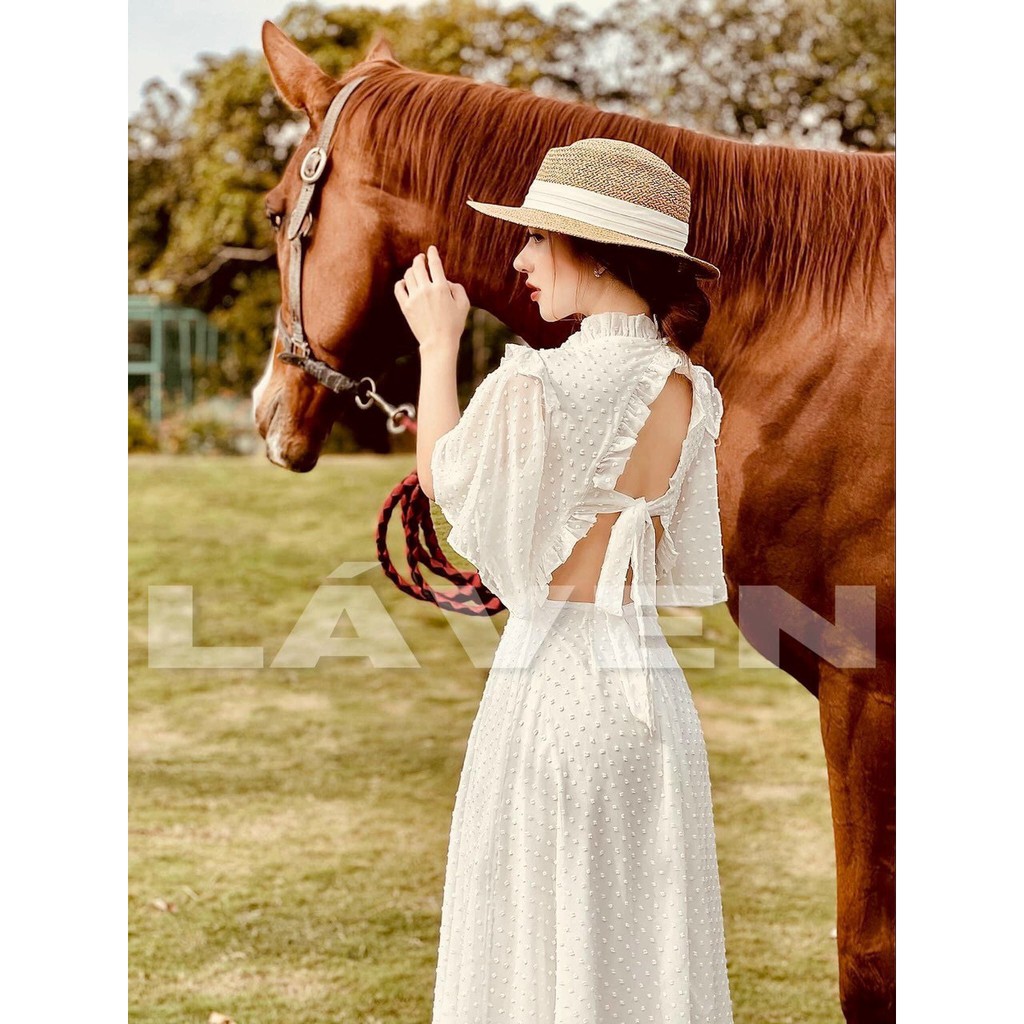 Đầm maxi hở lưng sexy quyến rũ đi biển, du lịch đẹp ngất váy thiết kế _Habi Fashion