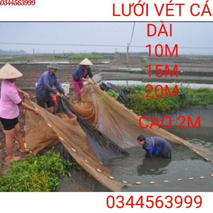 Lưới Vét Cá dài 10m,15m,20m cao 2m