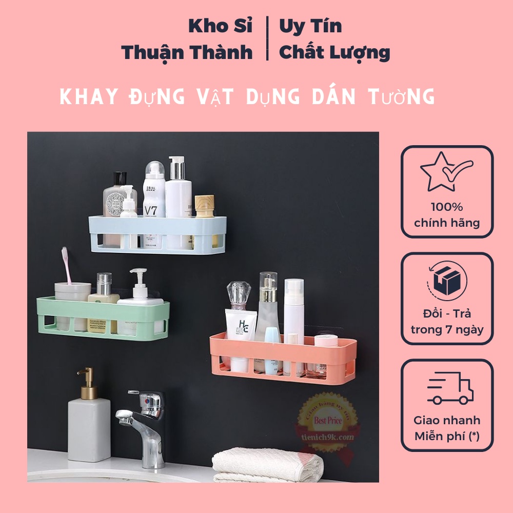 Khay đựng vật dụng dán tường không cần khoan tường Khay nhựa hình chữ nhật để đồ nhà bếp nhà tắm (khosithuanthanh)