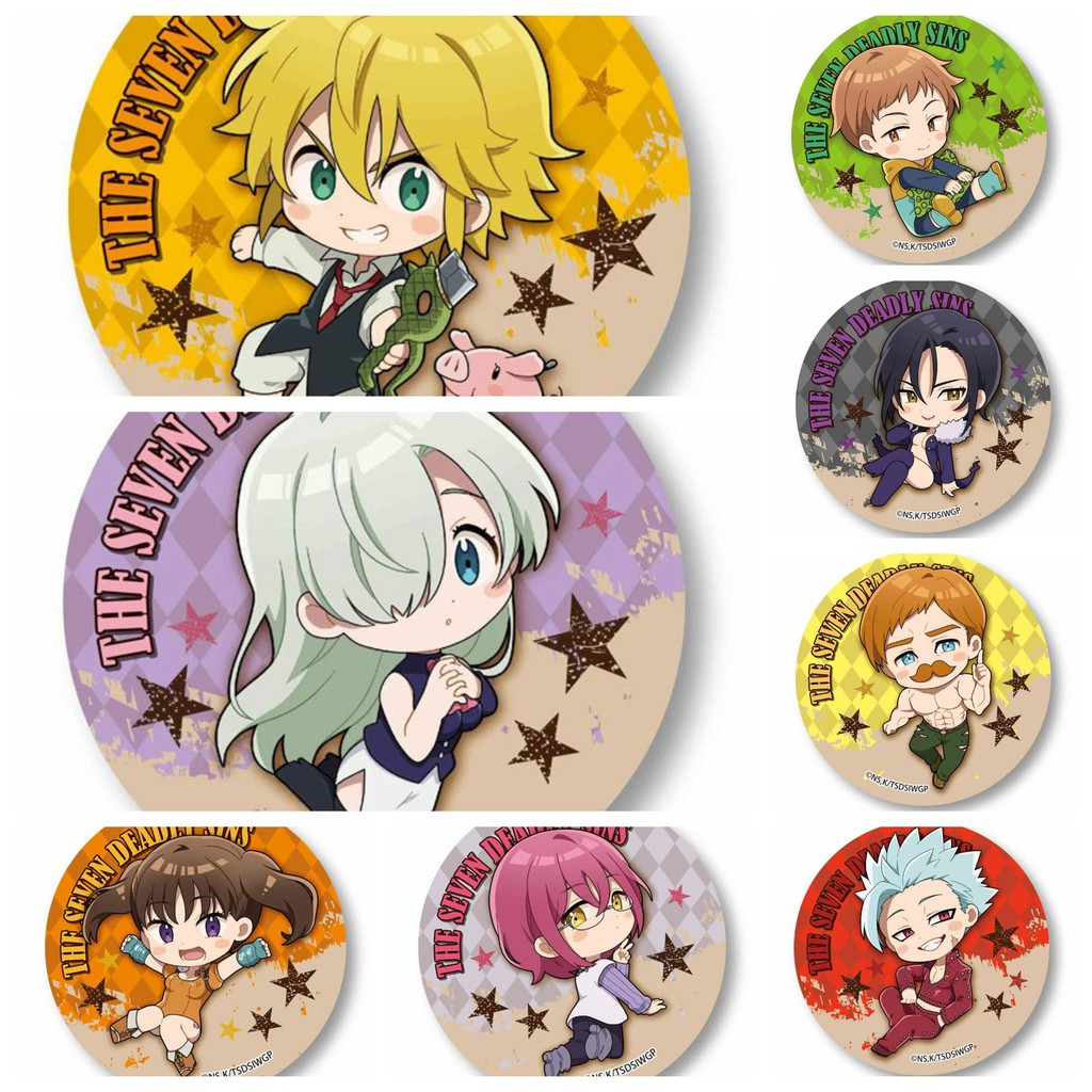 Huy hiệu cài áo IN HÌNH Nanatsu no Taizai Thất hình đại tội ver ngôi sao anime chibi dễ thương tiện lợi