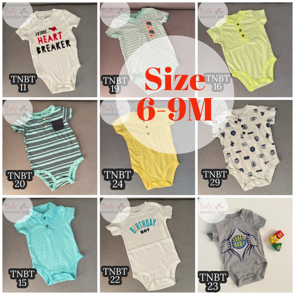 Bodysuit cộc tay bé trai cổ trụ, cổ polo/ body chip tay ngắn bé trai Carters