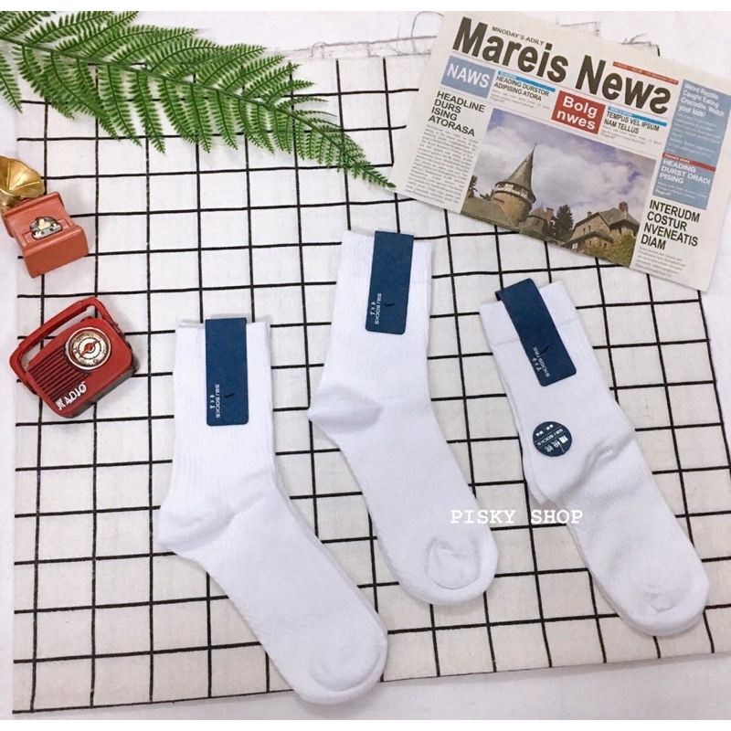 🧦 Tất/ Vớ Cổ Cao Màu Trơn Basic Unisex Thấm Hút Mồ Hôi 🧦