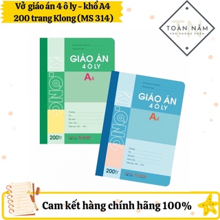 Vở giáo án 4 ô ly - khổ a4 200 trang klong