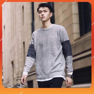 Áo len nam dài tay cổ tròn gạo phối tay al70