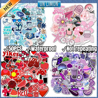 7 Màu 50 miếng Dán Không có Hành lý Lặp lại Hình ảnh Máy tính xách tay Không thấm nước Decal dễ thương