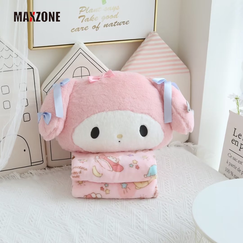 SANRIO Bộ Chăn Gối Di Động Họa Tiết Hoạt Hình Kuromi Melody Dễ Thương Cho Học Sinh / Văn Phòng
