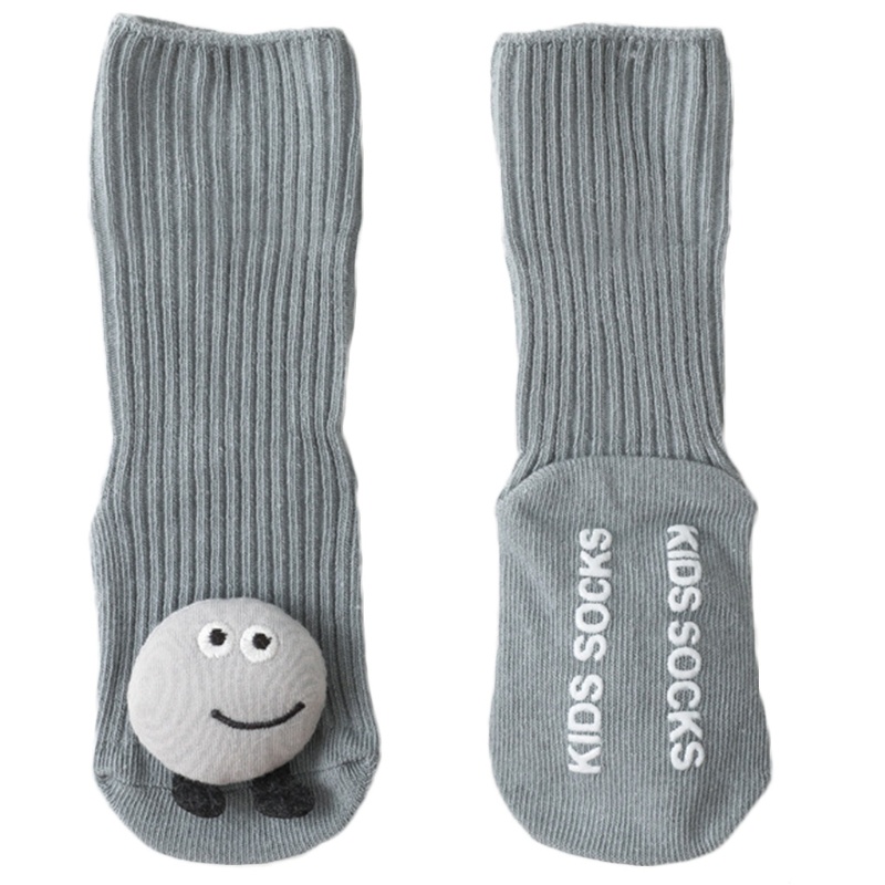 Đôi vớ cotton dài đến đầu gối màu trơn thoáng khí chống trượt họa tiết hoạt hình cho bé
