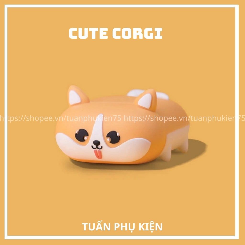 Airpods Case ⚡Freeship ⚡ CUTE CORGI Case Tai Nghe Không Dây Airpods 1/ 2/ i12/ Pro- Tuấn Phụ Kiện