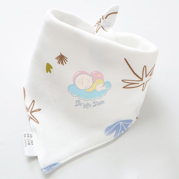 Khăn yếm tam giác Cotton 100% có cúc bấm tiện lợi họa tiết nghộ nghĩnh, dễ thương (Khăn yếm tam giác cho bé)