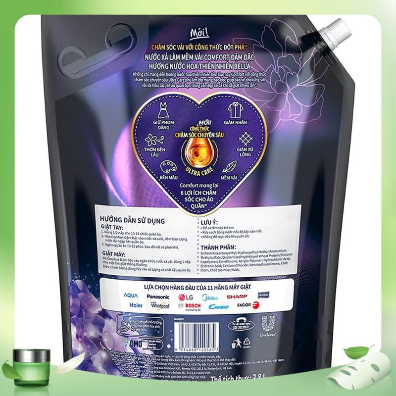 Nước xả làm mềm vải Comfort Chăm sóc Chuyên sâu Túi 3.8L