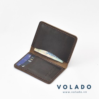 Ví Da Bò Sáp Handmade Mini Mỏng Gọn - Màu Cafe -Thương Hiệu Volado