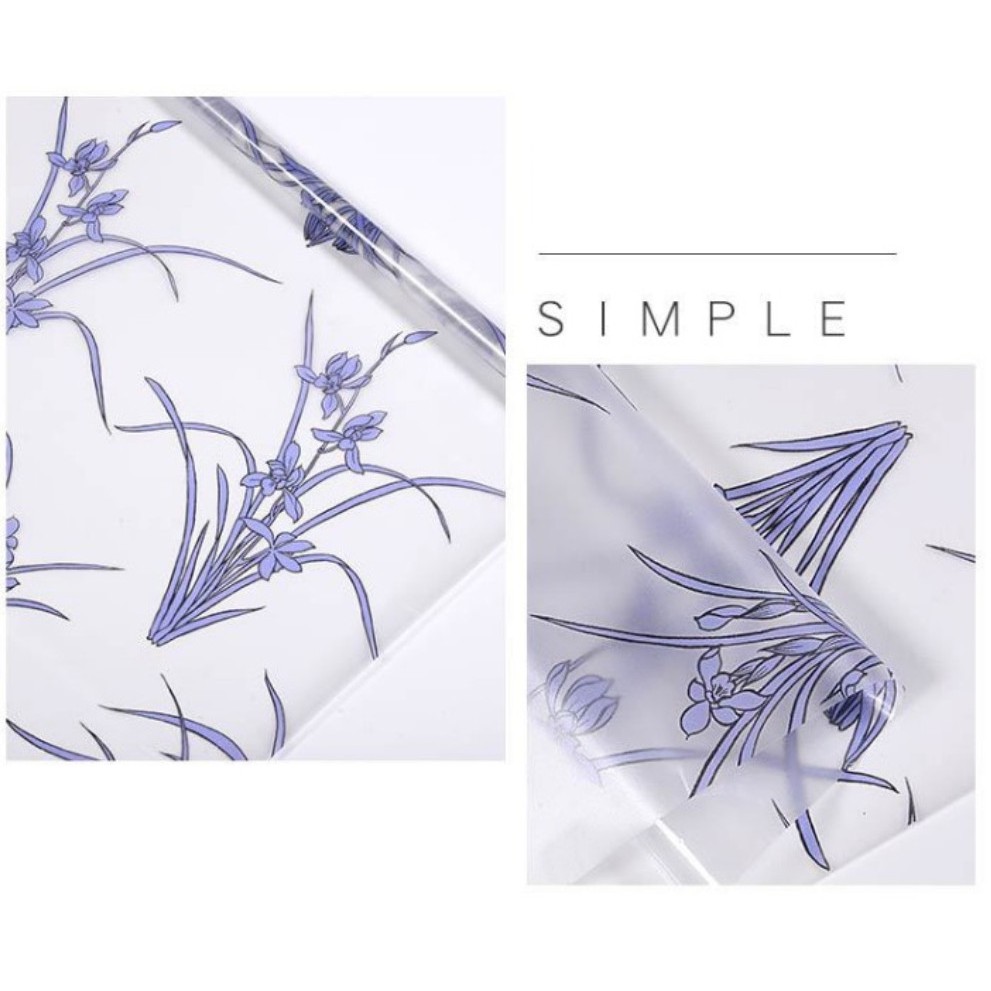 Decal giấy dán kính bụi cỏ tím khổ 45cm , giấy keo sẵn bóc dán