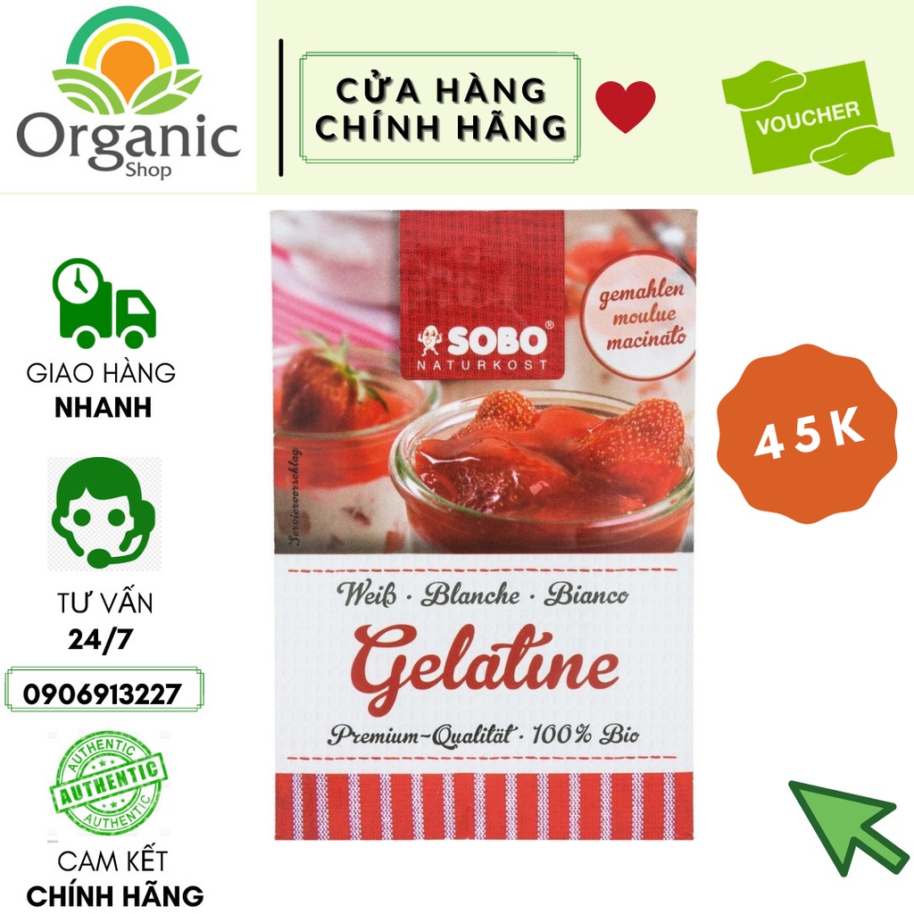 Bột Gelatine Hữu Cơ Sobo 9g