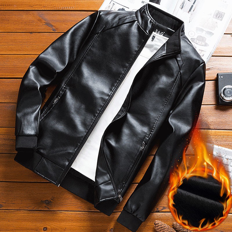 Áo Khoác Da Lót Nhung Dày Dặn Giữ Ấm Mùa Đông Phong Cách Hàn Quốc Cho Nam Giới | BigBuy360 - bigbuy360.vn