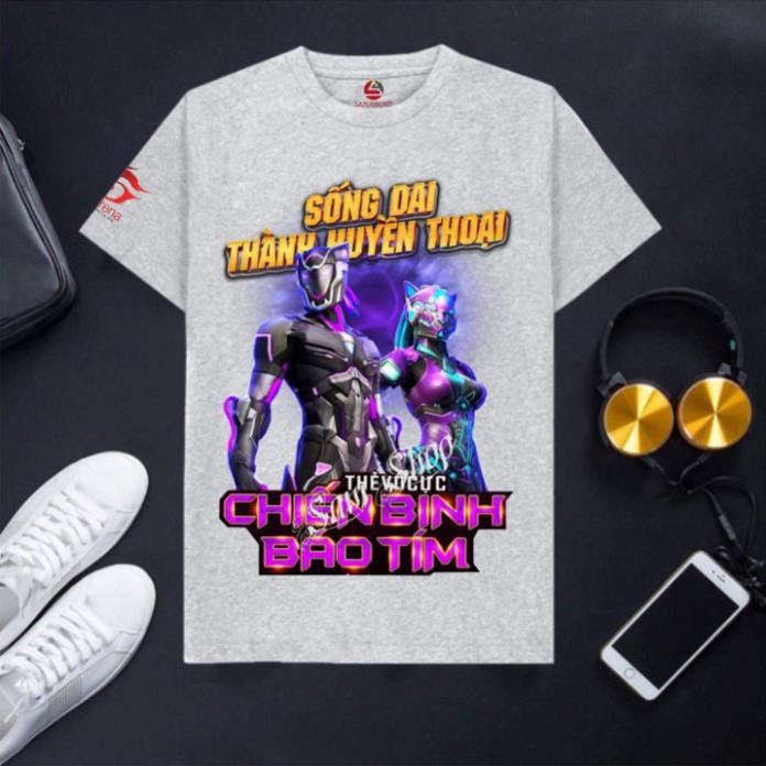 VHL Store [Chỉ 1 Ngày] Áo thun nam Free fire xuất khẩu cổ tròn cotton màu ghi xám Mùa 11 VHL Store