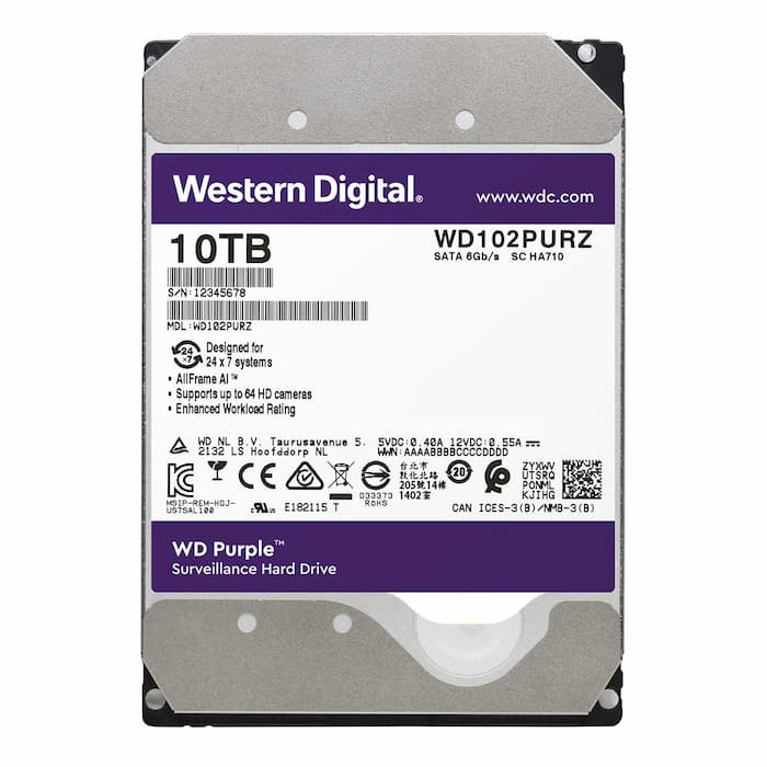 Ổ CỨNG HDD WD TÍM PURPLE 10TB CHUYÊN DÙNG CHO ĐẦU GHI CAMERA, MÁY TÍNH PC,.. BẢO HÀNH 2 NĂM