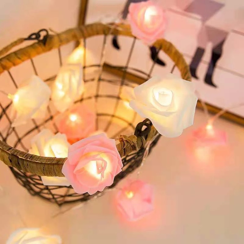 Dây Đèn Led 20 Bóng Hình Hoa Hồng Dùng Trang Trí Tiệc
