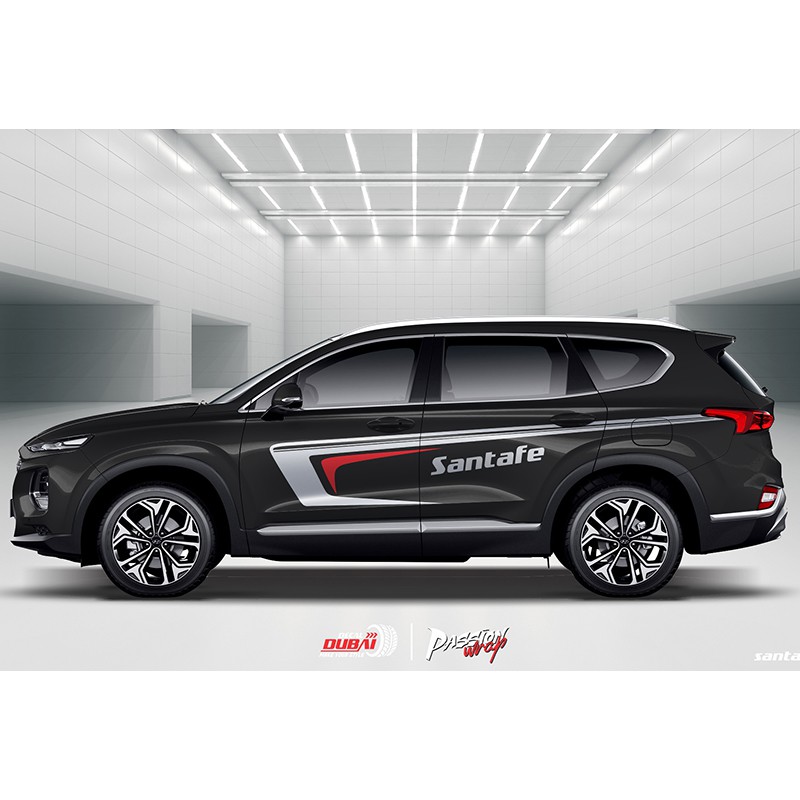 Tem Dán Xe Santafe Đen - Decal Santafe Đẹp