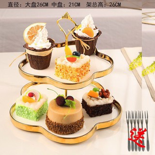 Khay 2 tầng bằng sứ màu xanh , đỏ cam , trắng  xánh sen cao cấp đựng bánh kẹo