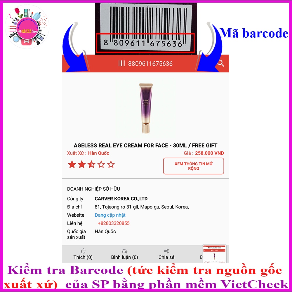 KEM DƯỠNG MẮT CHỐNG LÃO HÓA AHC AGELESS REAL EYE CREAM FOR FACE SEASON7 | BigBuy360 - bigbuy360.vn