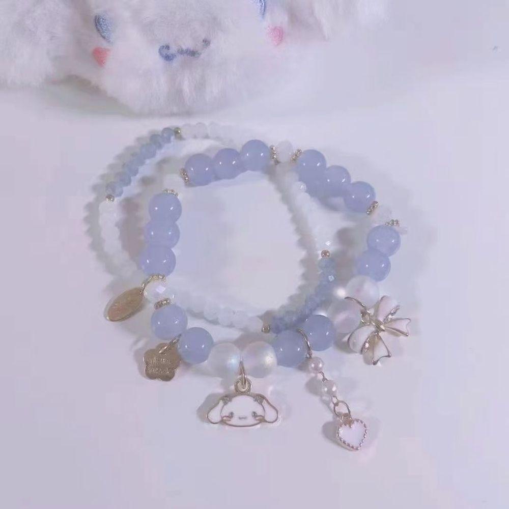 Qqmall Vòng Đeo Tay Hai Lớp Handmade Mặt Hình Cún Thắt Nơ Mymelody Dễ Thương Làm Quà Tặng Cho Bạn Gái