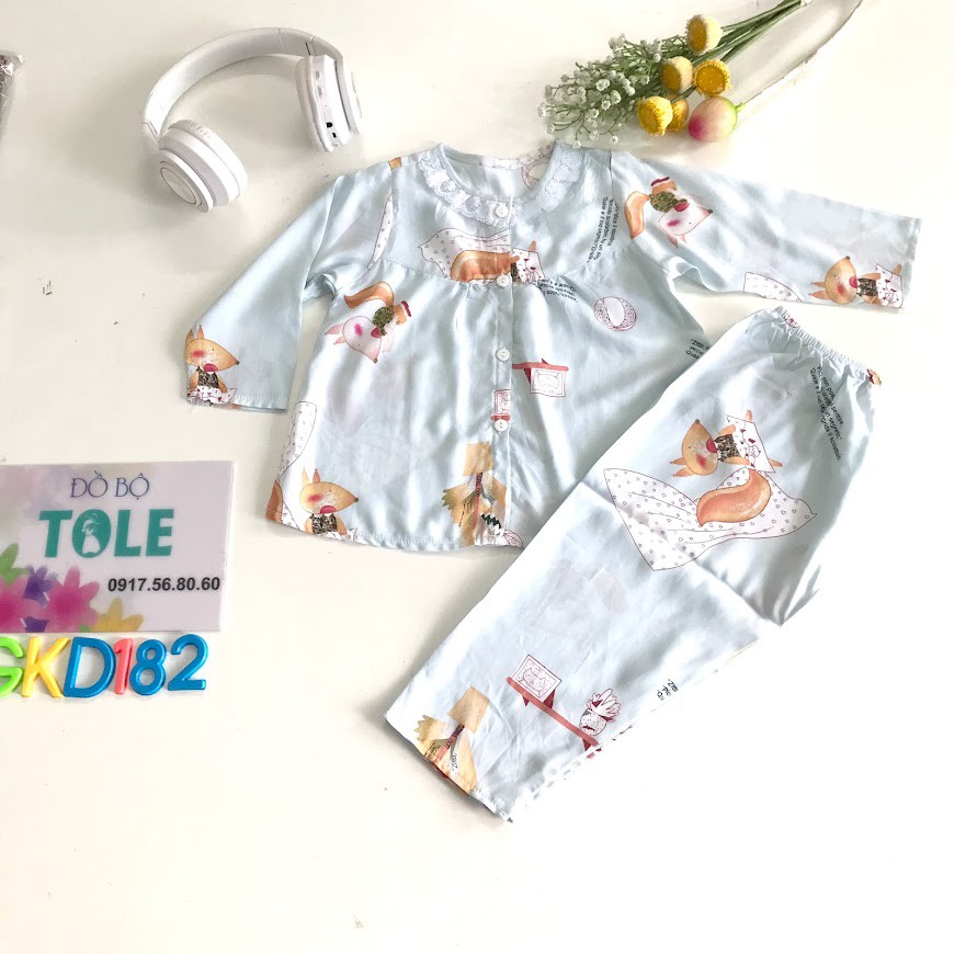 Đồ bộ bé gái dài tay vải tole lanh loại 1 (8-9kg )