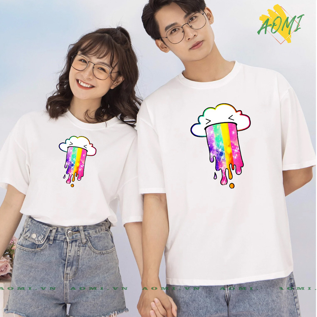 ÁO THUN UNISEX RAIBOW CẦU VÔNG 7 Màu PHÔNG NAM NỮ GIA ĐÌNH CẶP ĐÔI CÓ SIZE TRẺ EM AOMIVN