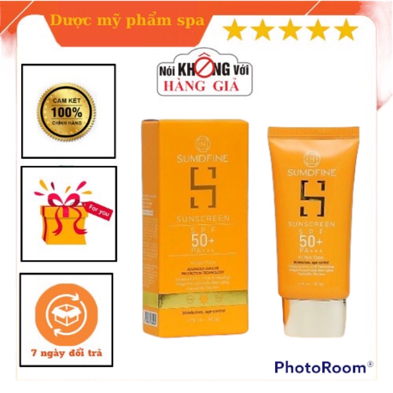 kem chống nắng vật lý nàn tone SUMDFINE SPF 50 PA+++ dưỡng ẩm.da sáng mịn.