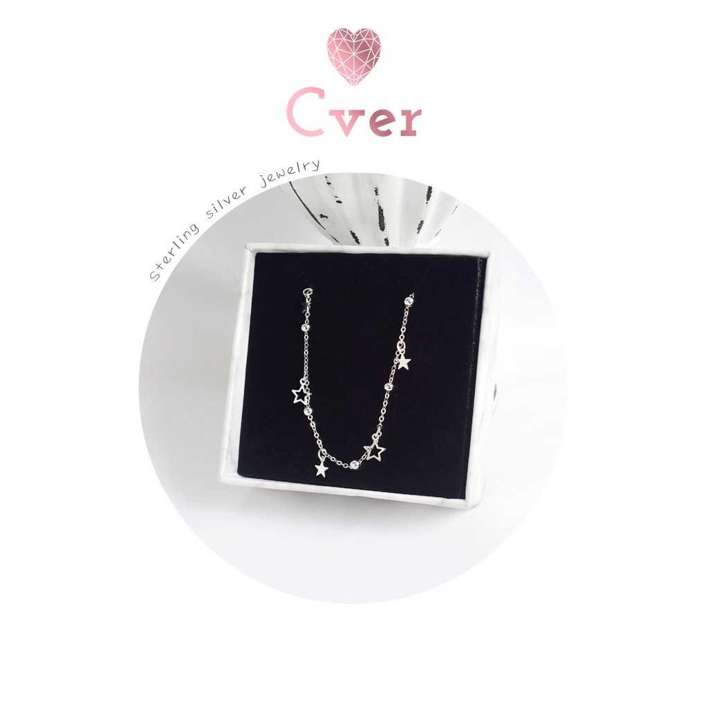 Lắc chân bạc Cver Silver S925 nữ thiết kế những ngôi sao may mắn, xinh xắn LC-E104