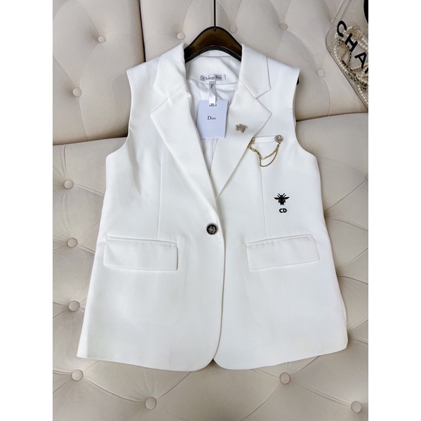 Áo gile vest cao cấp thêu logo thương hiệu thời trang Dior CD 2022