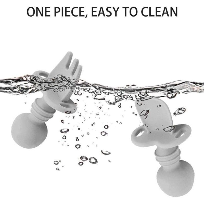 Bộ Muỗng Nĩa Silicone Tập Ăn Chống Sặc Cho Bé Sơ Sinh