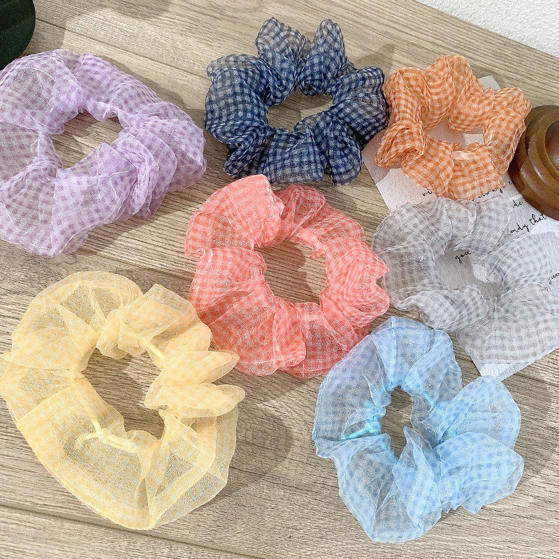 Scrunchies Mivino dây buộc tóc họa tiết caro nhẹ nhàng xinh xắn SC05