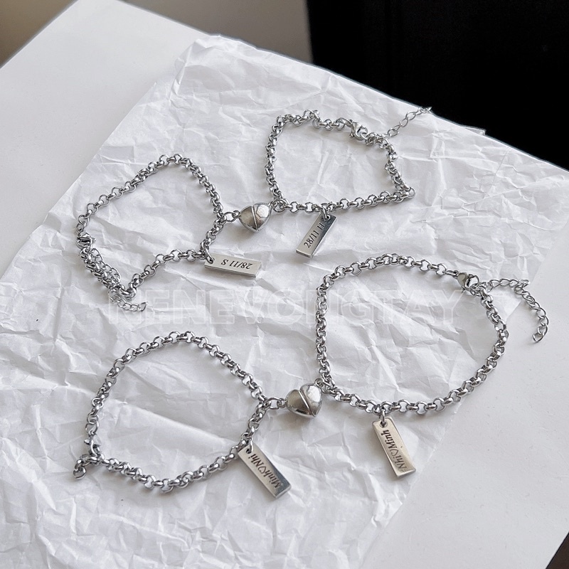 [HÀNG LOẠI 1] Vòng đôi nam châm trái tim khắc tên không rỉ (1 cặp) | BigBuy360 - bigbuy360.vn