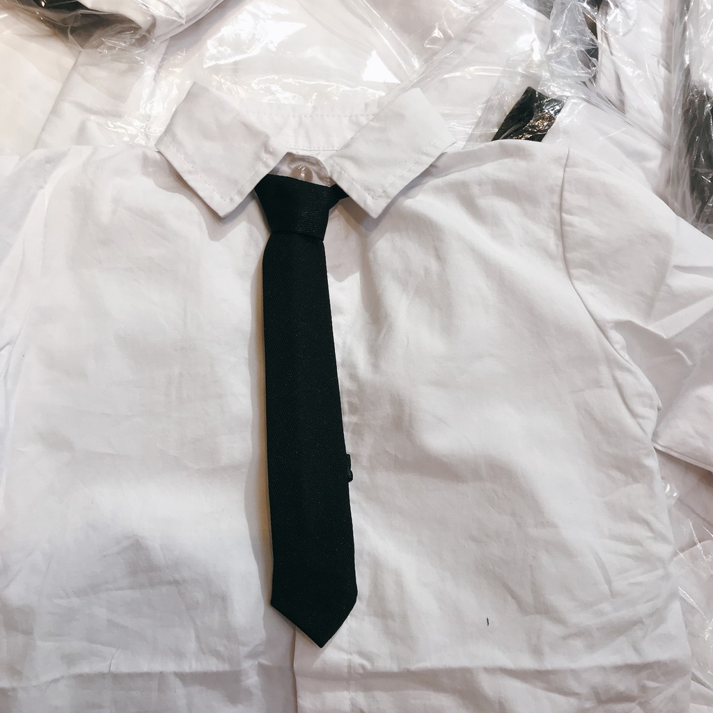 Sét HM sơ mi kèm cà vạt trắng ghi ❤️ FREESHIP ❤️ Sét HM sơ mi kèm cà vạt trắng ghi cho bé