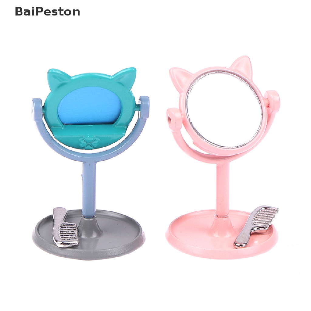 [BaiPeston] 1/12 Makeup Mini Rabbit Ears Mirror Furniture For Dollhouse Toy Accessories ♨HOT SELL