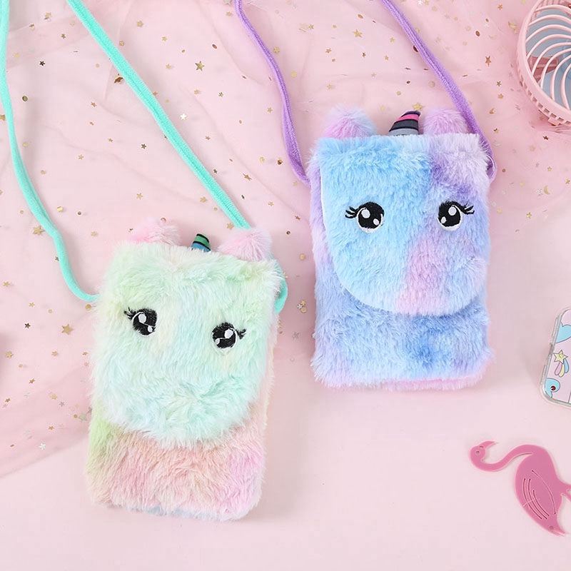 Túi đeo chéo hình kỳ lân phủ lông dễ thương thời trang cho bé gái