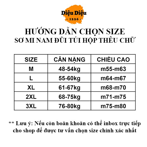 ÁO SƠ MI NAM ĐŨI DÀI TAY TÚI HỘP THÊU CHỮ HÀNG ĐẸP kèm ảnh thật - Diệu Diệu 1226