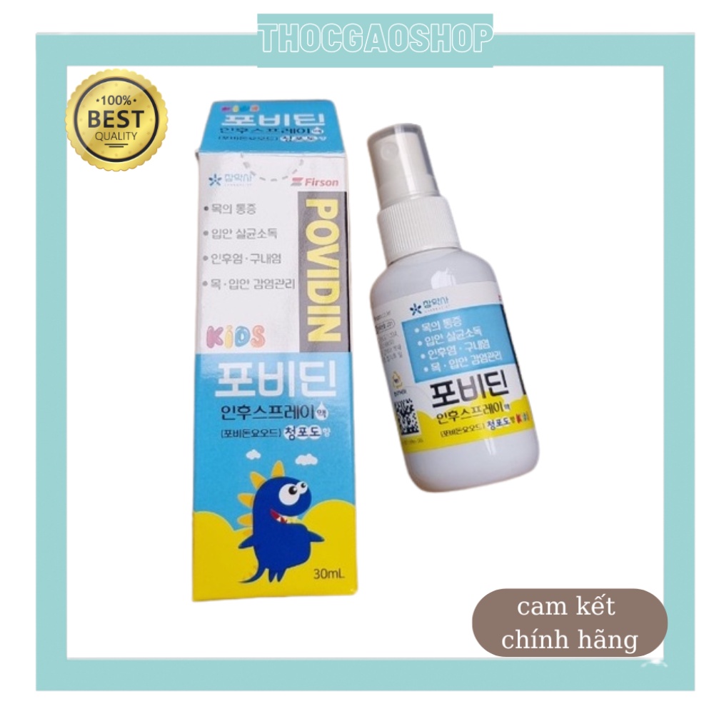 Xịt họng Povidin 30ml Hàn quốc cho bé từ 6 tháng sát khuẩn bảo vệ đường hô hấp