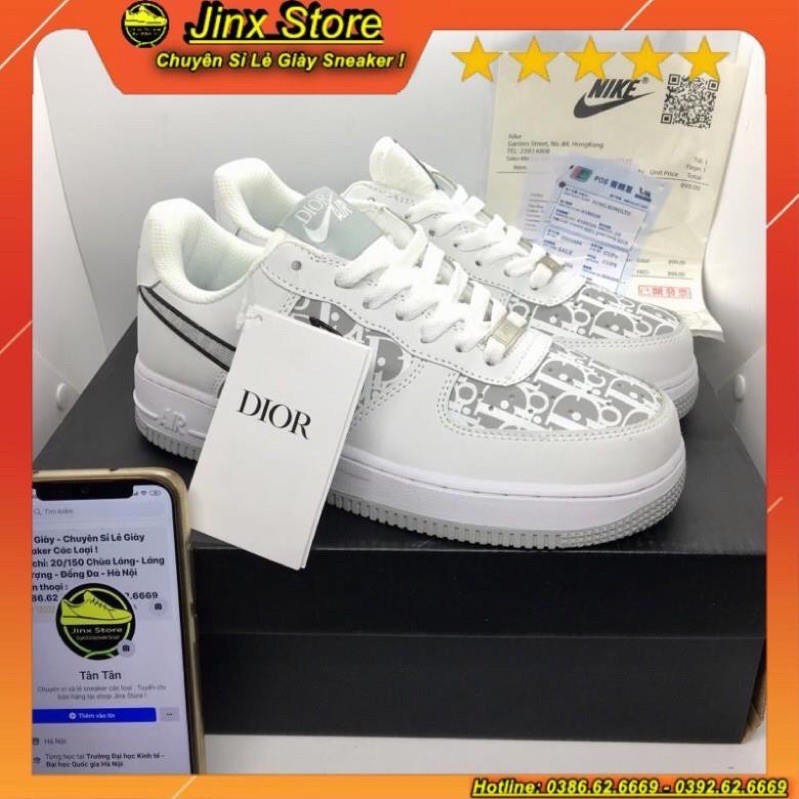 Giày thể thao sneaker AF1 trắng kết hop dior đế xám hàng 1:1 full size