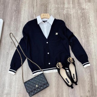 ÁO LEN CỔ SƠ MI TRẮNG NỮ PHỐI VIỀN