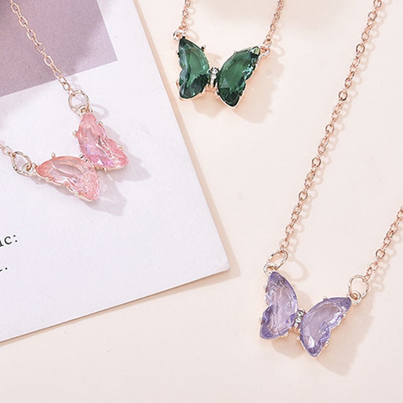 Vòng cổ Mặt Kính Hình Bướm Đính Đá Phong Cách Hàn Quốc JP5